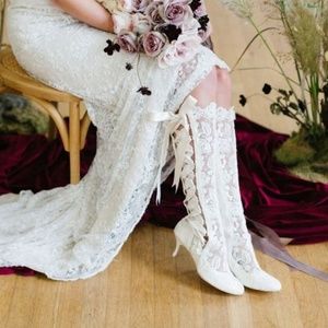 House of Elliot lace knee high heels